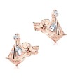 Sailboat With CZ Stone Silver Ear Stud STS-5684